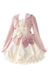 Pink/White [Milk Fufu] Sleeveless Ruffle Bowknot Sweet Lolita Jsk Dress - Product - 3