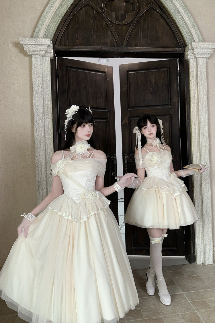 Beige [Sanglin’s Tribute] Off Shoulder Ruffled Sweet Lolita Dress - Product - 8