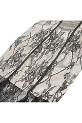 Black/White Lace Floral Embroidered Lace-Up Asymmetric Hem Women's Gothic Slip Dress - Product - 12