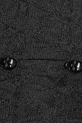 Black Diamond Pattern Round Collar Irregular Drawstring Women's Gothic Shirt - Product - 6