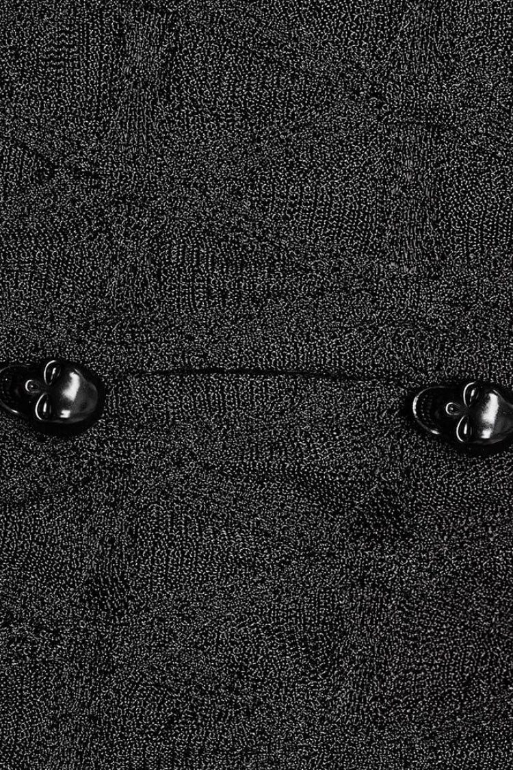 Black Diamond Pattern Round Collar Irregular Drawstring Women's Gothic Shirt - Product - 6
