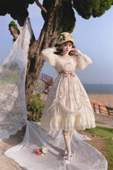Ivory Time Letter Multi-layer Print Ruffle Bowknot Daily Sweet Elegant Lolita Dress - Product - 3