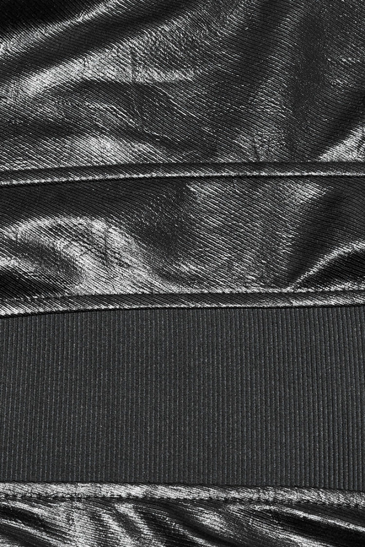 Black Sleeveless Faux Leather Stitching Zipper Women's Punk Vest - Product - 8
