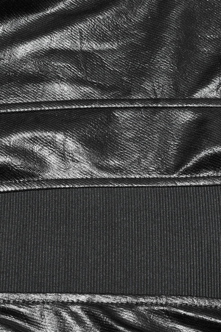 Black Sleeveless Faux Leather Stitching Zipper Women's Punk Vest - Product - 8