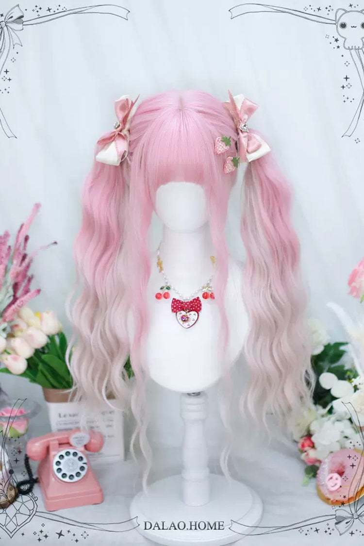 Pink Gradient Secondary Long Curly Sweet Lolita Wigs - Product - 2