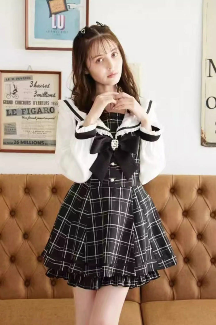 Jirai Kei Long Sleeves Bowknot Lace Sweet Dress Set 3 Colors - Product - 3
