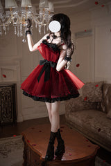 Wine Red [Eternal Night Bouquet] Sleeveless Ruffle Bowknot Sweet Princess Lolita Dress - Product - 9