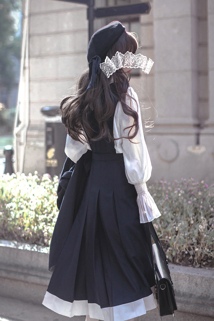 Blue Sleeveless Classic College Style Elegant Lolita Jumper Dress - Product - 8