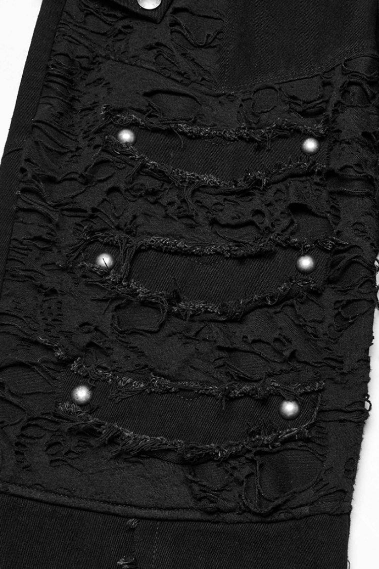 Black Ripped Men's Punk Straight Pants - Product - 7