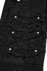Black Ripped Men's Punk Straight Pants - Product - 7