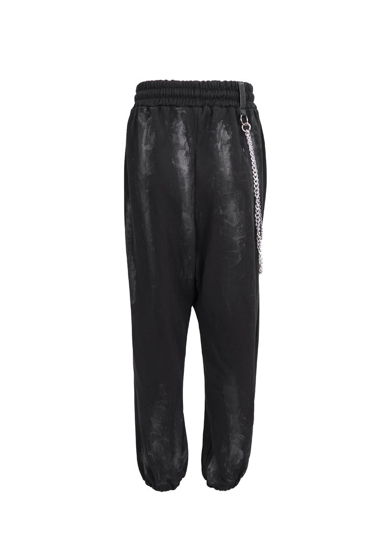 Black Knitting Material Retro Hand-Painted Metal Circle Decoration Women's Gothic Pants - Product - 7