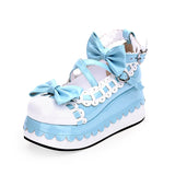 Sweet Bow Round-Toe Princess Lolita Platforms 3 Colors - Blue - 1