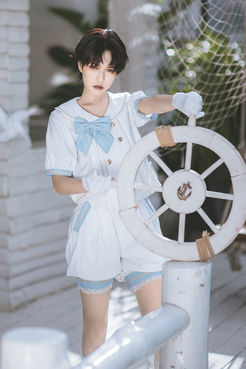 White Immortal Mint Ouji Lolita Short Sleeves - Product - 3