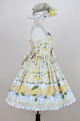 Yellow [Lemon Chicken] Print Ruffle Bowknot Lace Sweet Lolita Jsk Dress - Product - 14