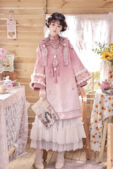 Pink Round Collar High Waisted Embroidery Women's Elegant Hanfu Dress Full Set - Product - 3