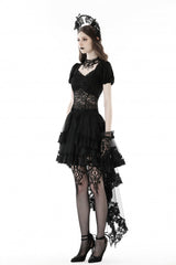 Black Multi-Layered Ruffled Lace Irregular Women's Gothic Swallow Tail Skirt - Product - 9