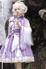 Multi-layer Little Taoist Priest Print Ruffle Sweet Chinese Style Lolita Jsk Dress 2 Colors - Product - 4
