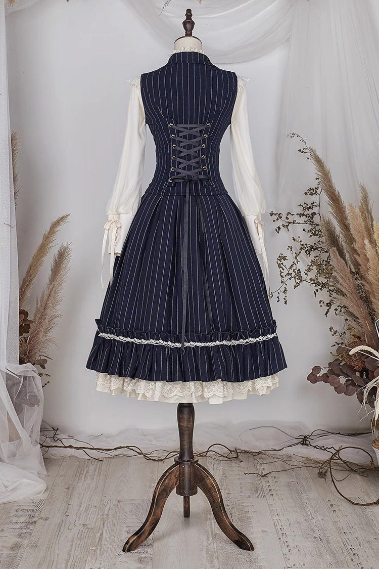 Multi-layer Striped Print Ruffle Sweet College Style Elegant Lolita Skirt 3 Colors - Product - 20