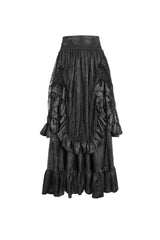 Black Ruffle Lace Drawstring Women's Gothic Skirt - Product - 5