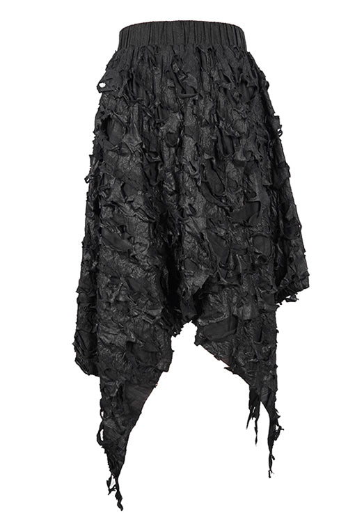 Black Punk Tattered Sharp Hem Womens Skirt - Product - 4