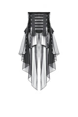 Black High Waisted Lace-Up High/low Mesh Women's Punk Skirt - Product - 3