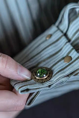 Green Rivet Long Sleeves Stripe Print Slim Ouji Prince Handsome Lolita Blouse - Product - 3