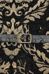 Men's Stand Collar Jacquard Print Stitching Metal Ring Decoration Gothic Vest 2 Colors - Product - 8