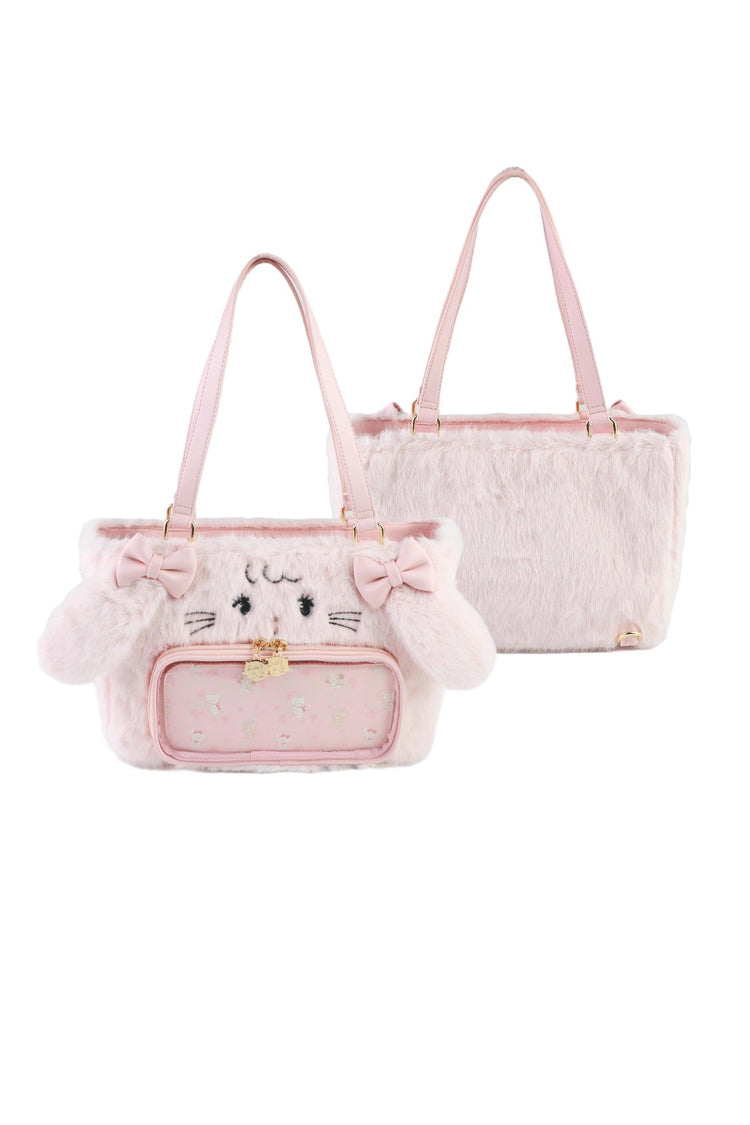 Sweet Cute Bowknot Japanese Bunny And Cat Plush Lolita Ita Bag 2 Colors - Product - 7