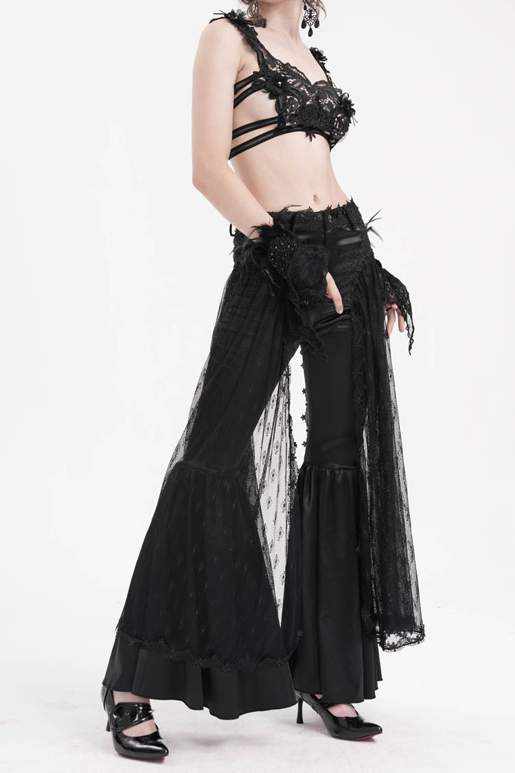 Black Crochet Lace Mesh Women's Gothic Pants - Product - 8