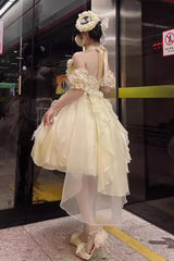 Ivory Ruffle Bowknot Sweet Princess Gorgeous Lolita Strapless Dress Set - Product - 3