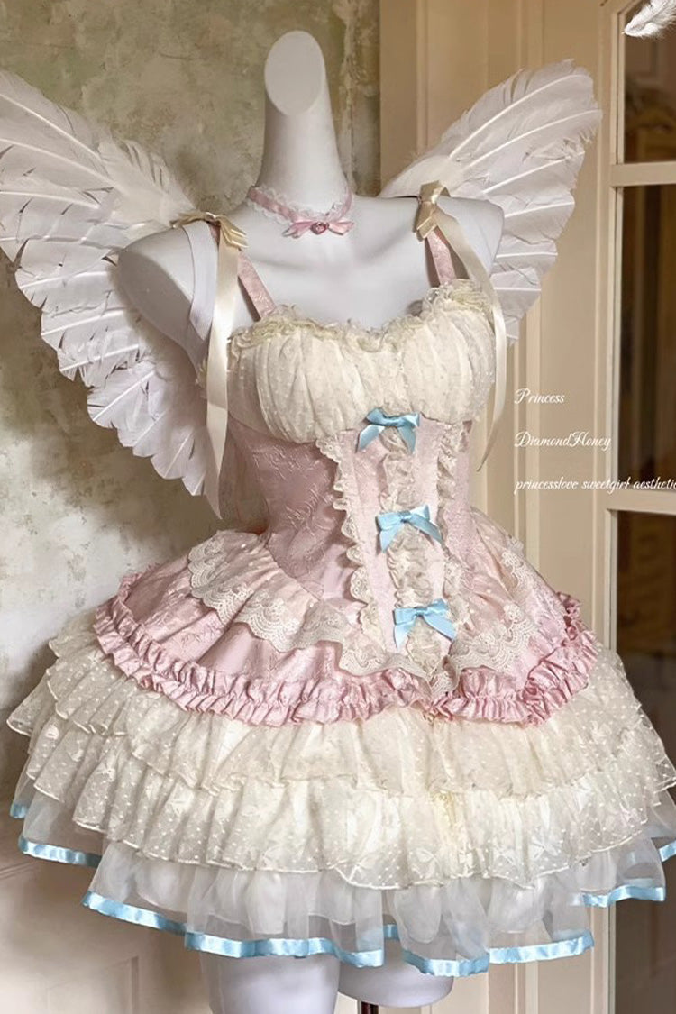 Pink [Dream Girl] Multi-Layered Ruffle Bowknot Lace Ballet Sweet Lolita Dress - Product - 3