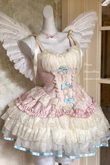 Pink [Dream Girl] Multi-Layered Ruffle Bowknot Lace Ballet Sweet Lolita Dress - Product - 3