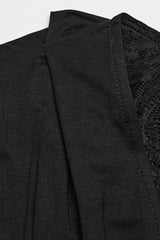 Black V Collar Long Sleeves Stitching Lace Women's Gothic Drawstring Honeymoon Dress - Product - 8