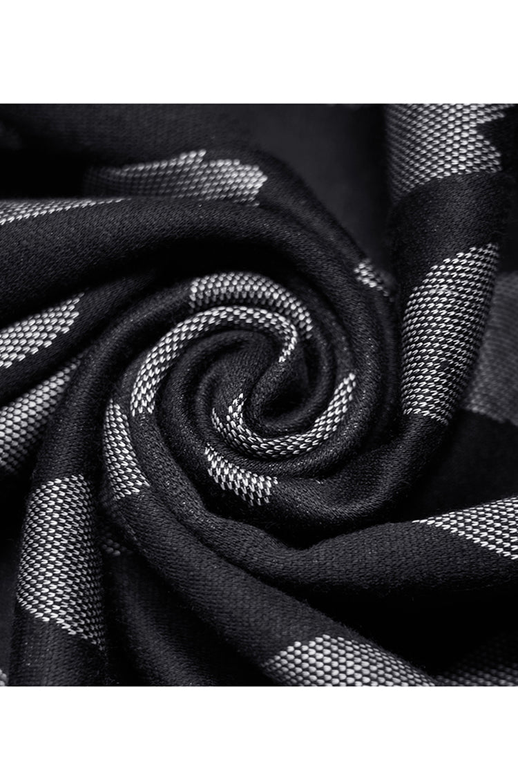 Black/Grey Heart Print Pattern Suspender Hollow Mesh Metal PU Buckle Bow Design Sleeveless Women's Punk Dress - Product - 9
