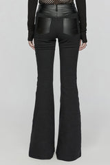 Black Mesh Rivet Women's Punk Flared Pants - Product - 3