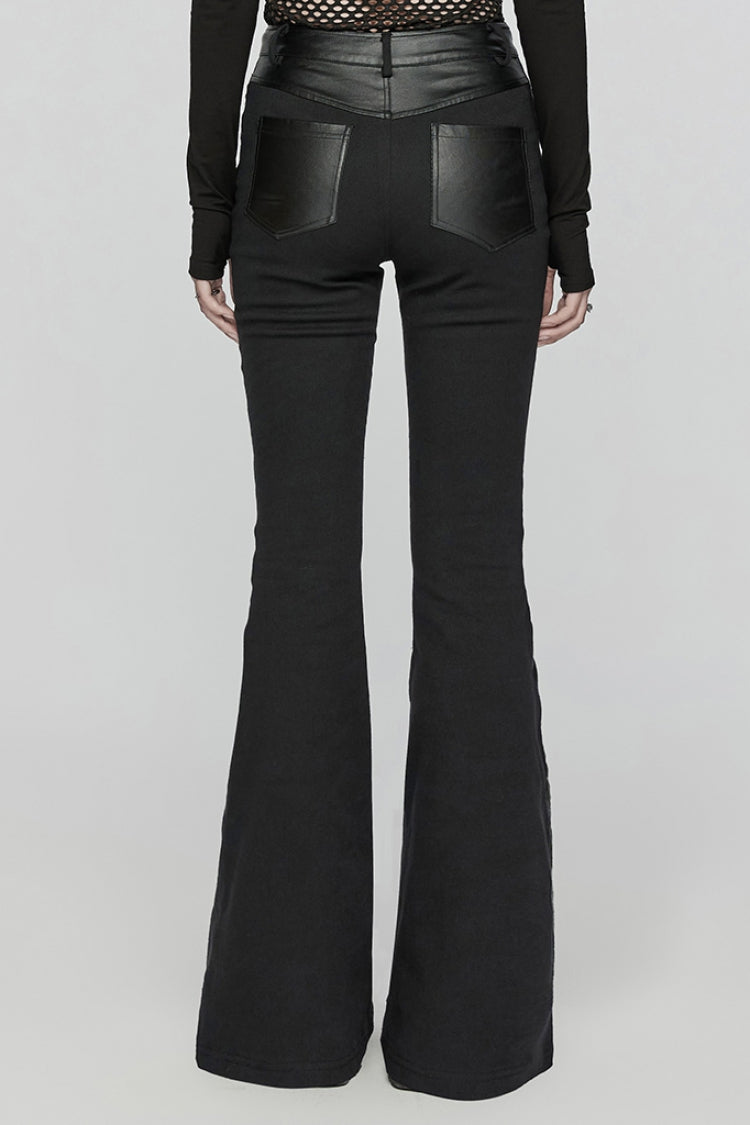 Black Mesh Rivet Women's Punk Flared Pants - Product - 3
