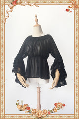 Fairytale Ball Party Big Hime Sleeves Chiffon Sweet Lolita Blouse 3 Colors - Apricot - 6