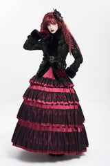 Black Long Sleeves Rose Floral Embroidery Buckle Straps Women's Gothic Coat - Product - 8