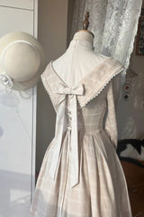 Apricot [Fontainebleau] Long Sleeves Plaid Print Bowknot Elegant Sweet Lolita Dress - Product - 13