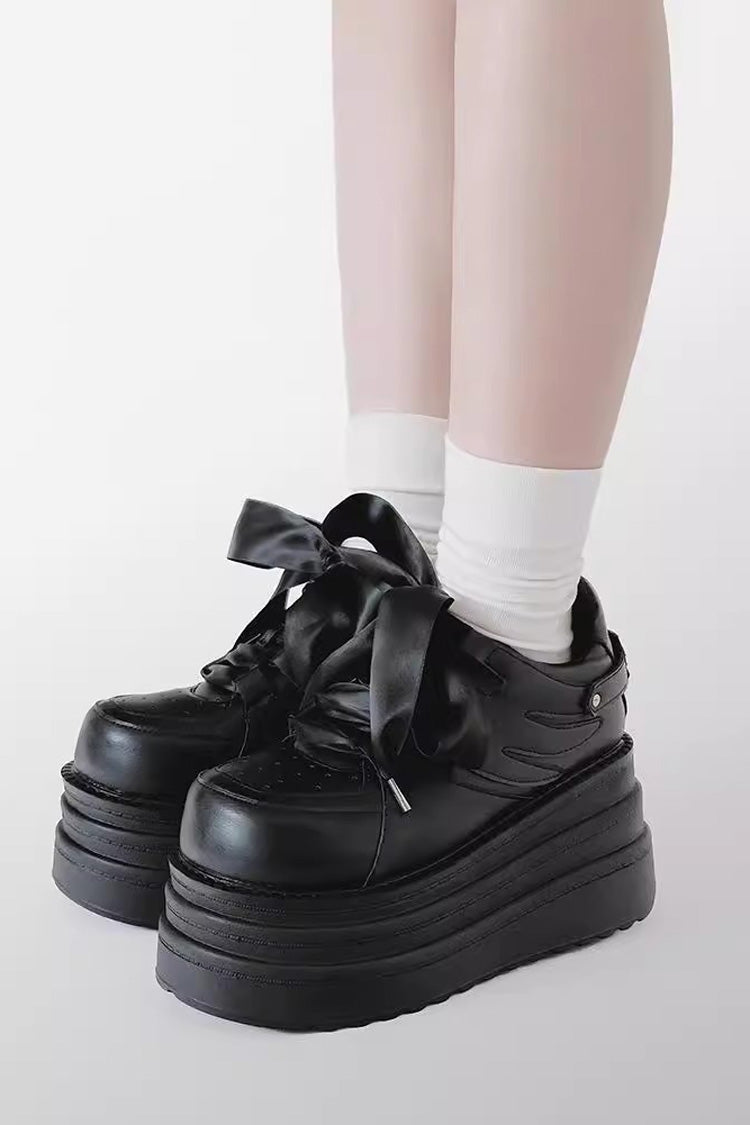 College Lace-Up Sweet Jirai Kei Japanese Platforms Shoes 2 Colors - Product - 5