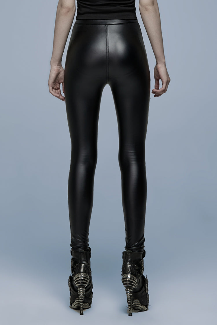 Black Hollow Rope Belt Decoration Lace-Up Mesh Women's Steampunk Leggings - Product - 3