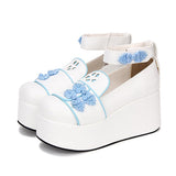 Chinese Embroidery Decoration Thick Base Classic Lolita Shoes - Blue - 2