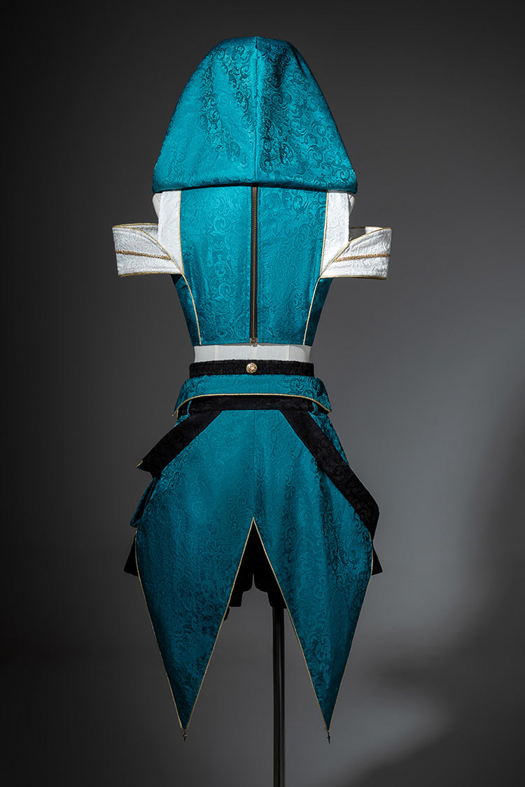 Blue/Green [Traveler’s Outfit] Print Embroidery Hooded Ouji Fashion Sweet Handsome Lolita Set - Product - 13