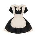 Black and Beige Lace Maid Lolita Jumper Dress with Bow