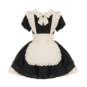 Black and Beige Lace Maid Lolita Jumper Dress with Bow