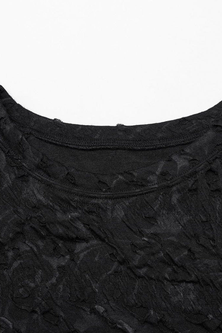 Black Long Sleeves Ripped Print Stitching Mens Gothic T-Shirt - Product - 7