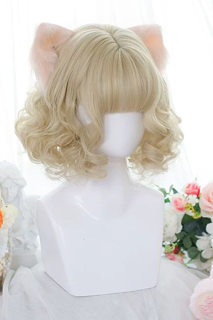 Natural Small Curls Short Sweet Lolita Wig 3 Colors - Bleached-Walnut-Brown - 2