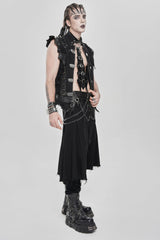 Black Buckle Chain Eyelet Men's Punk Skirt - Product - 9