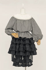 Black/White Round Collar Long Sleeves Printed Classic Ouji Lolita Pumpkin Shorts Set - Product - 4