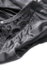 Black Cross Zippered Floral Embroidered Women's Gothic Cloak with Hood - Product - 17